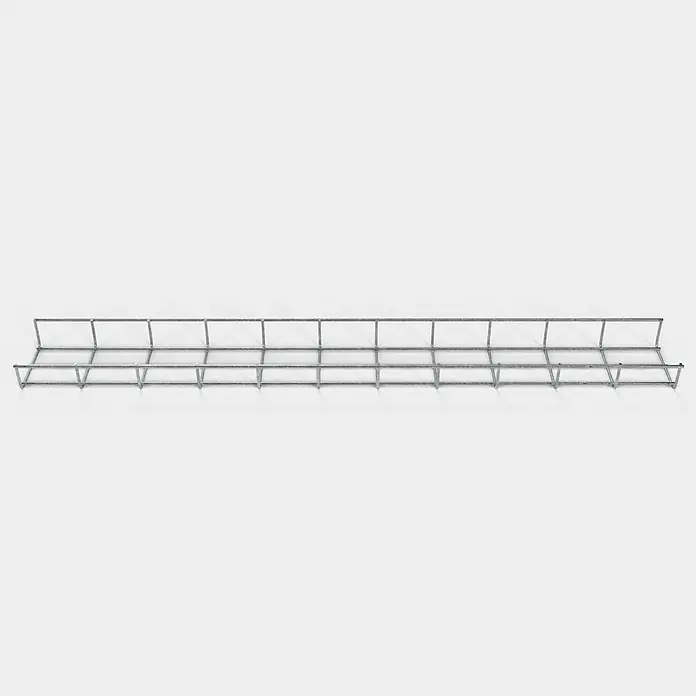 Gabiona Rankgitter - L x B x H: 13 x 5 x 110 cm, Silber, Stahl, Maschenbreite: 5 cm, Maschenhöhe: 10 cm - Ein langes, rechteckiges Kabelrinnensystem aus Drahtgeflecht, ideal für die Organisation und Führung von Kabeln in IT- und Industrieumgebungen.