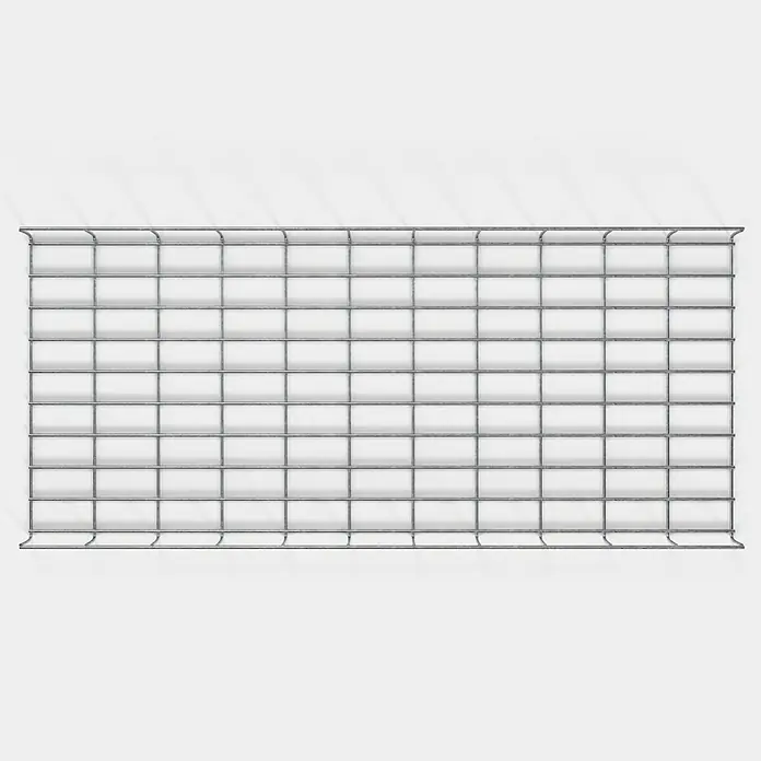 Gabiona Rankgitter - L x B x H: 48 x 5 x 110 cm, Silber, Stahl, Maschenbreite: 5 cm, Maschenhöhe: 10 cm - Ein rechteckiges Stahlgitter mit gleichmäßig angeordneten quadratischen Maschen und abgerundeten oberen und unteren Kanten, ideal für verschiedene Anwendungen.