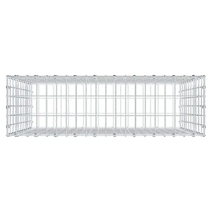 Gabiona Gabione - 100 x 30 x 100 cm, Maschenbreite: 5 cm, Maschenhöhe: 10 cm - Draufsicht auf einen Gabionenkorb aus verzinktem Drahtgeflecht, der Stabilität und Flexibilität für verschiedene Anwendungen bietet.