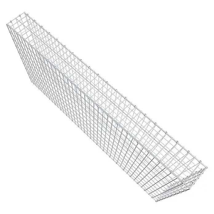 Gabiona Gabione - 200 x 20 x 100 cm, Maschenbreite: 5 cm, Maschenhöhe: 10 cm - Darstellung eines Gabionenkörpers aus Drahtgitter, der für den Einsatz im Garten- und Landschaftsbau konzipiert ist.
