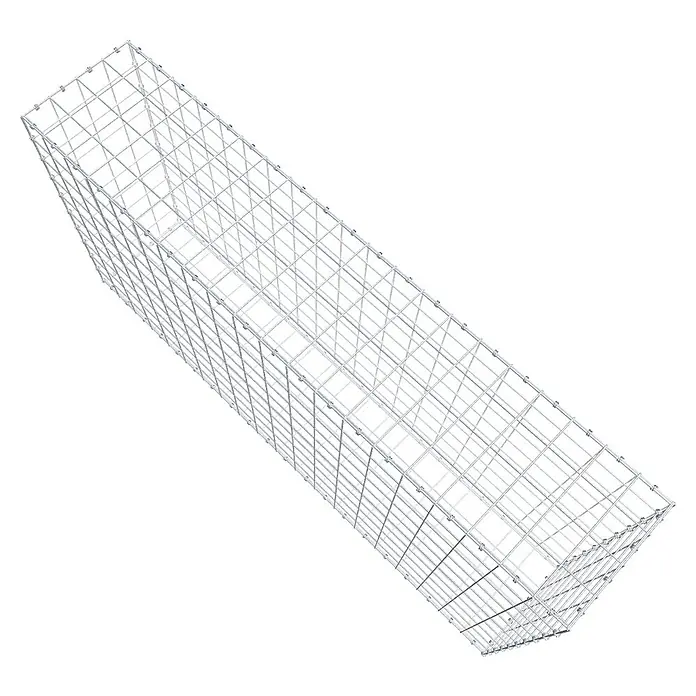 Gabiona Gabione - 200 x 40 x 100 cm, Maschenbreite: 10 cm, Maschenhöhe: 10 cm - Draufsicht auf einen Gabionen-Zaunkorb aus Drahtgeflecht. Ideal als Gestaltungselement für Gärten oder zur Hangbefestigung.