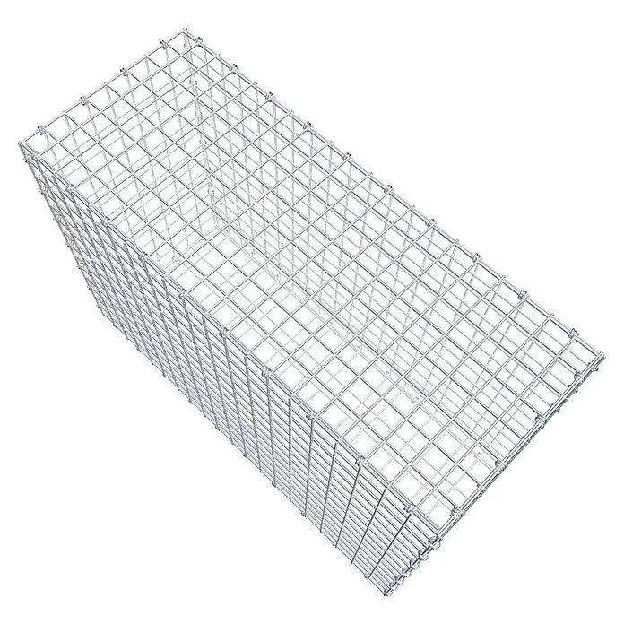 Gabiona Gabione - 100 x 40 x 70 cm, Maschenbreite: 5 cm, Maschenhöhe: 5 cm - Draufsicht auf einen rechteckigen Gabionenkorb. Ideal für Landschaftsbau und zur Hangbefestigung.
