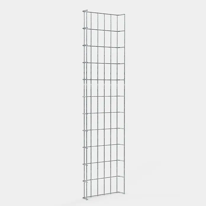 Gabiona Rankgitter - L x B x H: 28 x 5 x 110 cm, Silber, Stahl, Maschenbreite: 5 cm, Maschenhöhe: 10 cm - Abbildung eines hohen, schmalen, rechteckigen Metallregals mit quadratischen Aussparungen. Ideal zur Aufbewahrung und Präsentation von Waren.