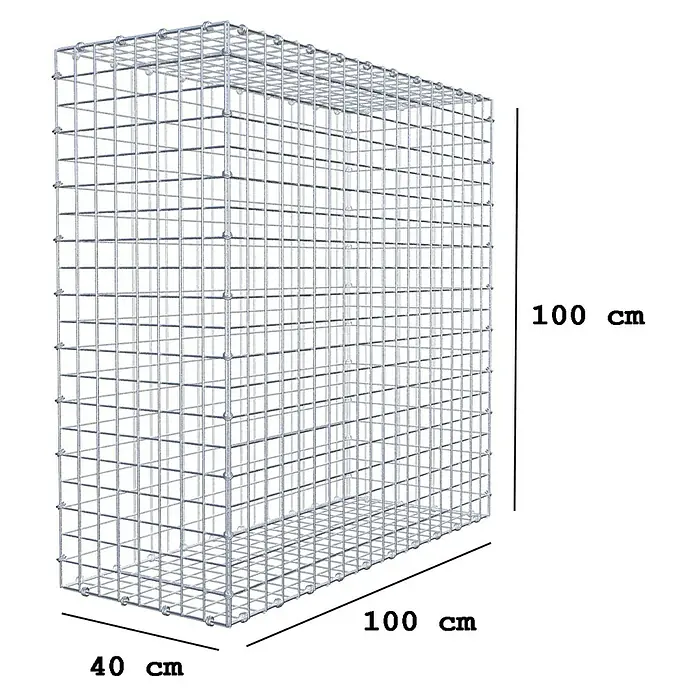 Gabiona Gabione - 100 x 40 x 100 cm, Maschenbreite: 5 cm, Maschenhöhe: 5 cm - Drahtgitterbox mit den Maßen 100x100x40 cm, ideal für den Garten. Robuste Gabione zur Gestaltung von Außenbereichen.