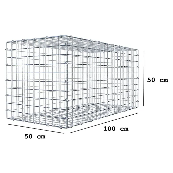 Gabiona Gabione - 100 x 50 x 50 cm, Maschenbreite: 5 cm, Maschenhöhe: 5 cm - Drahtgitterbox mit den Maßen 50x50x100 cm. Ideal für den Garten- und Landschaftsbau oder als Dekorationselement.