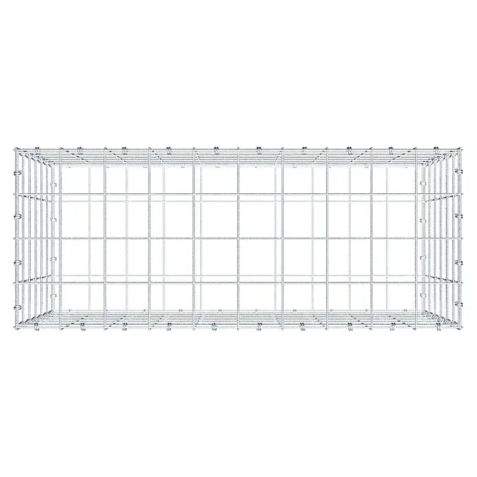 Gabiona Gabione - 100 x 40 x 60 cm, Maschenbreite: 10 cm, Maschenhöhe: 10 cm - Das Bild zeigt eine Drahtgitterbox, ideal für Haustiere oder Lagerung. Die Gitterstruktur sorgt für gute Belüftung und Stabilität.