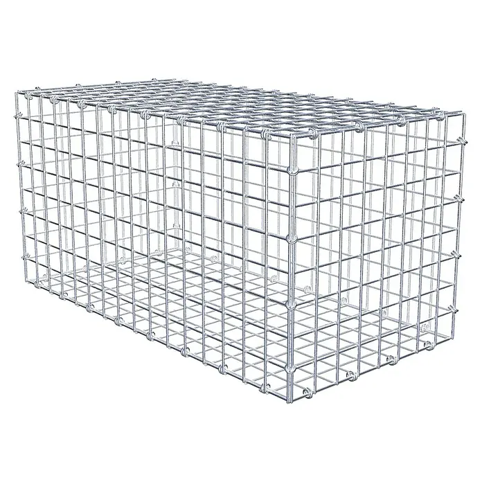 Gabiona Gabione - 80 x 40 x 40 cm, Maschenbreite: 5 cm, Maschenhöhe: 5 cm - Ein Gabionenkäfig aus verzinktem Drahtgeflecht, ideal für Gartenbau und Landschaftsgestaltung. Robust und langlebig.