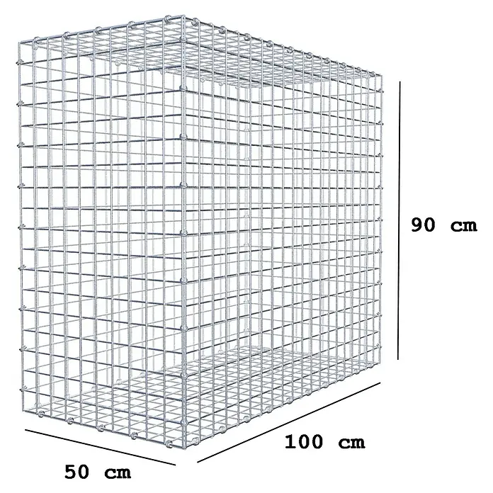 Gabiona Gabione - 100 x 50 x 90 cm, Maschenbreite: 5 cm, Maschenhöhe: 5 cm - Draufsicht auf einen Gabionenkorb aus Drahtgeflecht mit den Maßen 100 x 50 x 90 cm, ideal für Gartengestaltung.