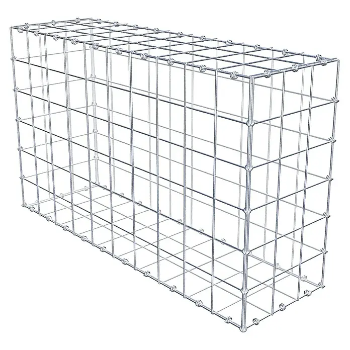 Gabiona Gabione - 100 x 30 x 60 cm, Maschenbreite: 10 cm, Maschenhöhe: 10 cm - Abbildung eines Gabionenkörpers aus Drahtgeflecht, ideal für den Garten- und Landschaftsbau zur Hangbefestigung und als dekoratives Element.