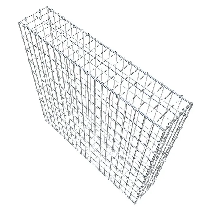 Gabiona Gabione - 100 x 20 x 100 cm, Maschenbreite: 5 cm, Maschenhöhe: 10 cm - Metallgitterbox, ideal für den Einsatz im Garten- und Landschaftsbau oder als dekoratives Element. Das stabile Gitter sorgt für guten Halt.