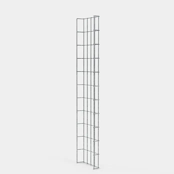 Gabiona Rankgitter - L x B x H: 23 x 5 x 110 cm, Silber, Stahl, Maschenbreite: 5 cm, Maschenhöhe: 10 cm - Ein schlanker, rechteckiger Gabionenkorb aus verzinktem Drahtgeflecht, ideal für den Gartenbau und die Landschaftsgestaltung.