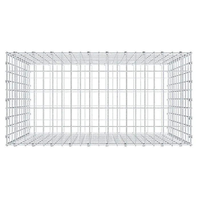 Gabiona Gabione - 100 x 50 x 100 cm, Maschenbreite: 5 cm, Maschenhöhe: 10 cm - Draufsicht eines Gabionenkorbs aus Stahl, der Stabilität und modernes Design vereint, ideal für Garten- und Landschaftsbauprojekte.