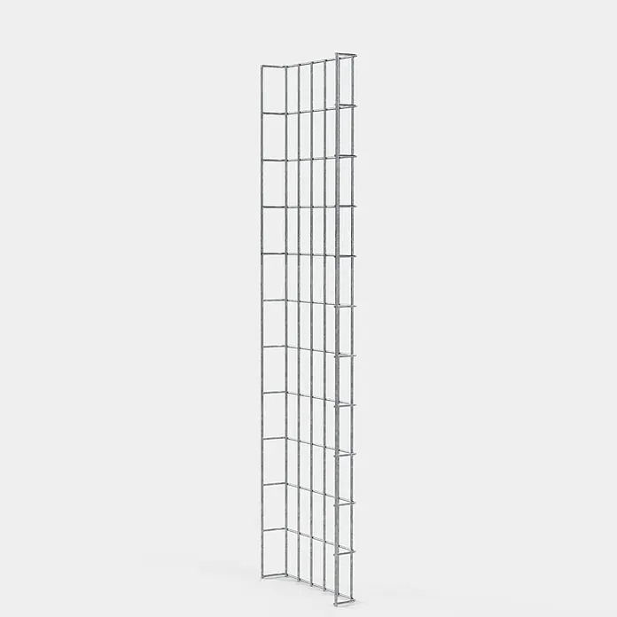 Gabiona Rankgitter - L x B x H: 28 x 5 x 110 cm, Silber, Stahl, Maschenbreite: 5 cm, Maschenhöhe: 10 cm - Ein einzelnes, hohes, rechteckiges Drahtgitterelement in Silber auf neutralem Hintergrund, ideal für industrielle Anwendungen.