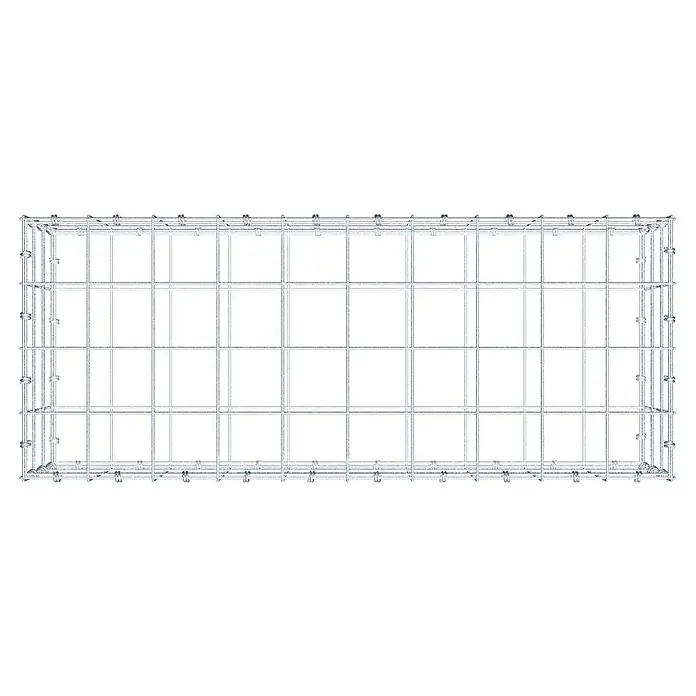 Gabiona Gabione - 100 x 40 x 30 cm, Maschenbreite: 10 cm, Maschenhöhe: 10 cm - Draufsicht auf einen robusten, rechteckigen Drahtkäfig, ideal für Haustiere oder als Gitterstruktur für verschiedene Anwendungen.