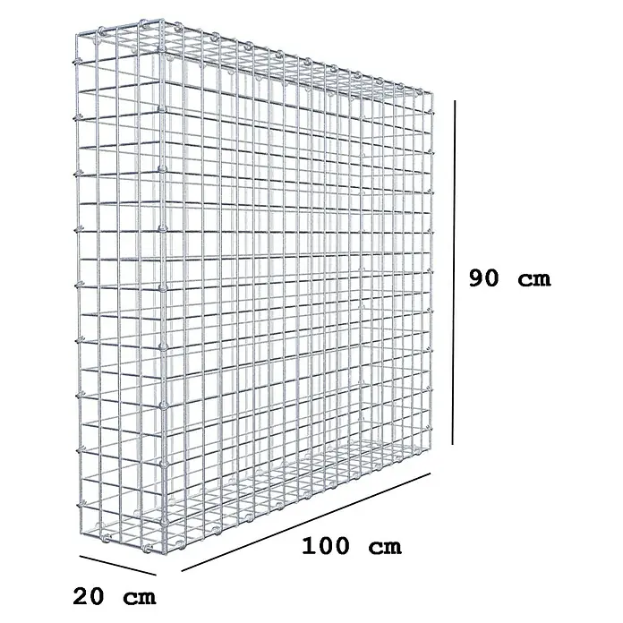 Gabiona Gabione - 100 x 20 x 90 cm, Maschenbreite: 5 cm, Maschenhöhe: 5 cm - Drahtgitterkorb mit den Maßen 90 cm Höhe, 100 cm Länge und 20 cm Breite. Ideal zur Gartengestaltung oder als dekoratives Element.