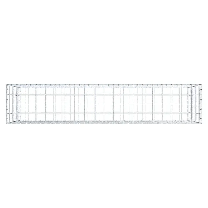 Gabiona Gabione - 200 x 40 x 100 cm, Maschenbreite: 10 cm, Maschenhöhe: 10 cm - Draufsicht einer Metallregalkonstruktion mit mehreren Fächern, die eine robuste und modulare Lagerlösung für vielfältige Zwecke bietet.