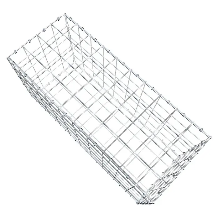 Gabiona Gabione - 100 x 40 x 50 cm, Maschenbreite: 10 cm, Maschenhöhe: 10 cm - Draufsicht auf einen Gabionen-Baukasten. Ideal für Gartenmauern oder zur Hangbefestigung. Langlebig und einfach zu montieren.