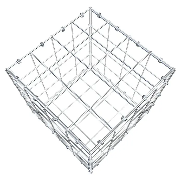 Gabiona Gabione - 40 x 40 x 40 cm, Maschenbreite: 10 cm, Maschenhöhe: 10 cm - Abbildung eines Gabionenkorbs aus verzinktem Draht, der eine robuste und langlebige Struktur für verschiedene Anwendungen bietet.