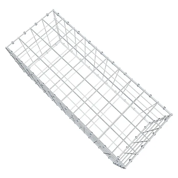 Gabiona Gabione - 100 x 40 x 40 cm, Maschenbreite: 10 cm, Maschenhöhe: 10 cm - Darstellung eines rechteckigen Gabionenkorbes mit Drahtgitterstruktur, ideal für Gartenbau und Landschaftsgestaltung.