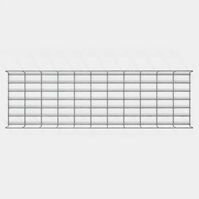 Gabiona Rankgitter - L x B x H: 33 x 5 x 110 cm, Silber, Stahl, Maschenbreite: 5 cm, Maschenhöhe: 10 cm - Ansicht eines rechteckigen, industriellen Drahtgitterkorbs in Silber. Ideal für Lagerung, Organisation und robusten Gebrauch.