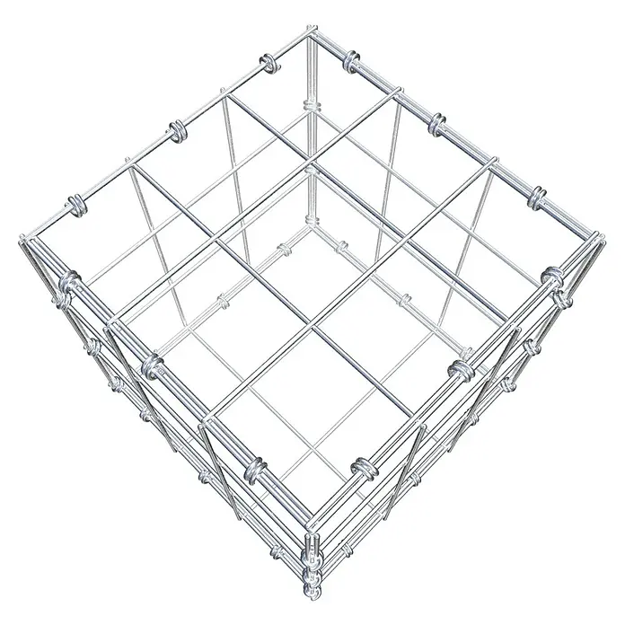 Gabiona Gabione - 30 x 30 x 30 cm, Maschenbreite: 10 cm, Maschenhöhe: 10 cm - Drahtmodell eines Würfels mit Ringen an den Ecken, das eine faszinierende 3D-Perspektive bietet. Die feine Konstruktion lässt Licht und Schatten spielen.