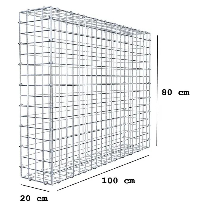 Gabiona Gabione - 100 x 20 x 80 cm, Maschenbreite: 5 cm, Maschenhöhe: 5 cm - Gabione mit den Maßen 80 cm x 100 cm x 20 cm.