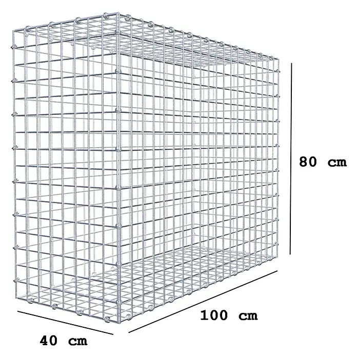 Gabiona Gabione - 100 x 40 x 80 cm, Maschenbreite: 5 cm, Maschenhöhe: 5 cm - Drahtgitterbox mit den Maßen 40x100x80 cm. Ideal für Gabionen oder als vielseitiger Behälter.