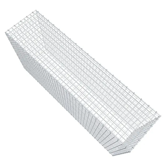 Gabiona Gabione - 200 x 50 x 100 cm, Maschenbreite: 5 cm, Maschenhöhe: 5 cm - Draufsicht eines rechteckigen Gabionenkorbs, der eine robuste und doch elegante Lösung für Landschaftsbau und Stützmauern bietet.