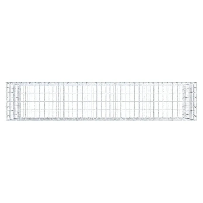 Gabiona Gabione - 200 x 40 x 100 cm, Maschenbreite: 5 cm, Maschenhöhe: 10 cm - Ansicht eines quaderförmigen Drahtgitterbehälters. Das Gitter ist feinmaschig und ermöglicht eine gute Durchsicht des Inhalts.