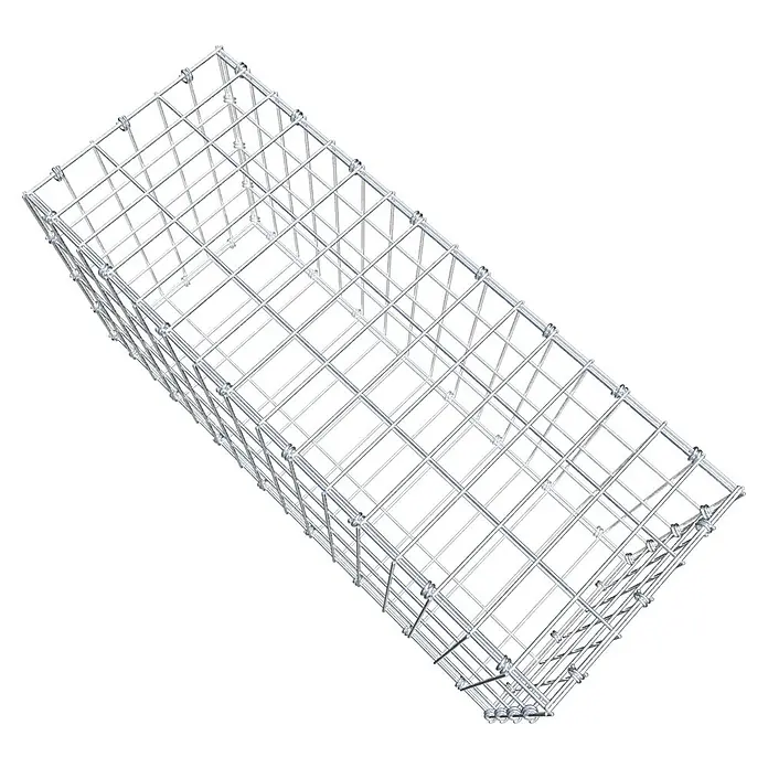 Gabiona Gabione - 80 x 30 x 40 cm, Maschenbreite: 5 cm, Maschenhöhe: 10 cm - Bild eines Gabionenkorbs aus Drahtgeflecht, der Stabilität und Struktur für verschiedene Anwendungen im Landschaftsbau bietet.