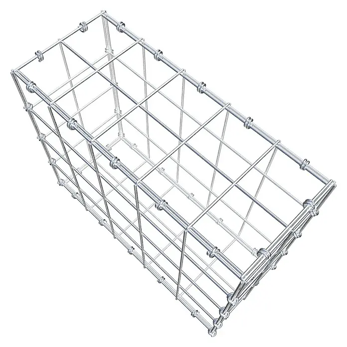 Gabiona Gabione - 50 x 20 x 40 cm, Maschenbreite: 10 cm, Maschenhöhe: 10 cm - 3D-Drahtmodell eines rechteckigen Gabionenkorbs, ideal für Gartenbau und Landschaftsgestaltung. Stabil und vielseitig einsetzbar.