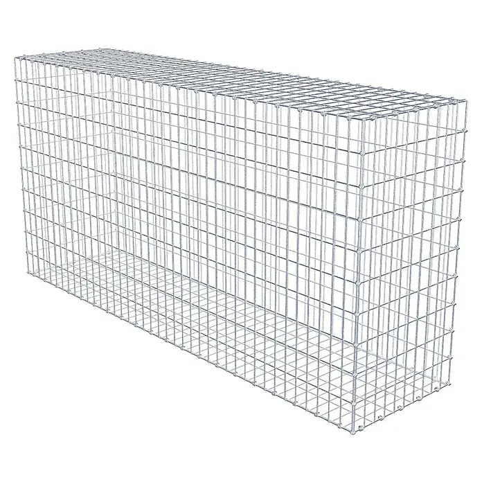 Gabiona Gabione - 200 x 50 x 100 cm, Maschenbreite: 5 cm, Maschenhöhe: 10 cm - Ein rechteckiger Gabionenkorb aus verzinktem Drahtgitter, ideal für Garten- und Landschaftsbau. Der Drahtkorb ist leer und unbefüllt.