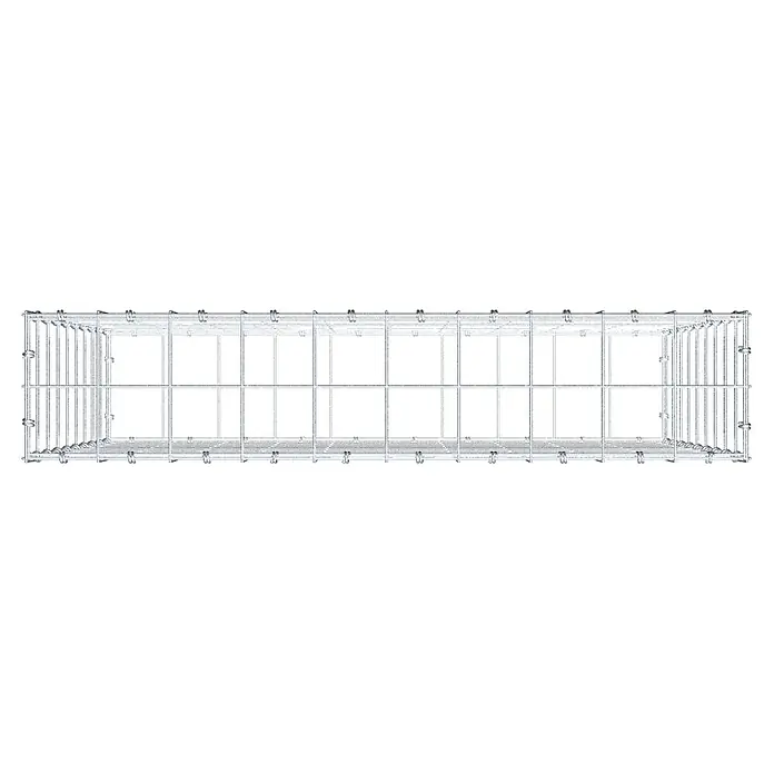 Gabiona Gabione - 100 x 20 x 90 cm, Maschenbreite: 10 cm, Maschenhöhe: 10 cm - Draufsicht auf einen rechteckigen Gitterbehälter aus Metall mit stabilen, verschweißten Gitterwänden für Lagerung und Transport.