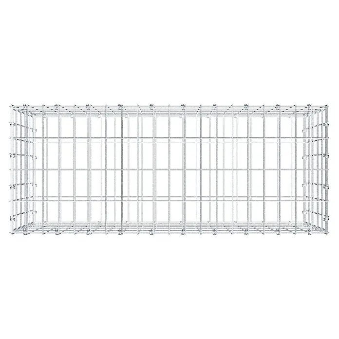 Gabiona Gabione - 100 x 40 x 50 cm, Maschenbreite: 5 cm, Maschenhöhe: 10 cm - Draufsicht auf einen rechteckigen Gabionenkorb aus Drahtgeflecht, ideal zur Gestaltung von Gärten oder als dekoratives Element.