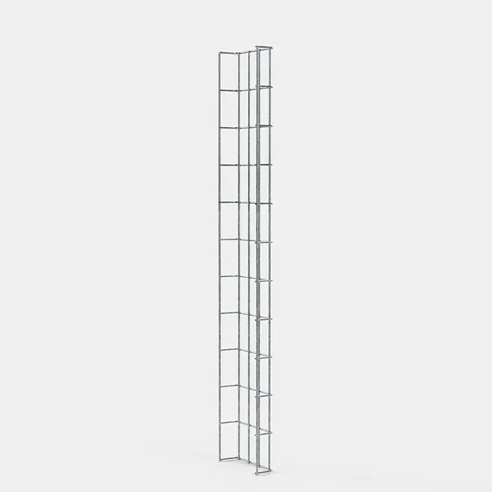 Gabiona Kabelkanal - 18 x 5 x 110 cm, Silber - Produktbild eines schlanken, rechteckigen, metallenen Gitterturms auf hellem Hintergrund. Ideal für Lagerung.