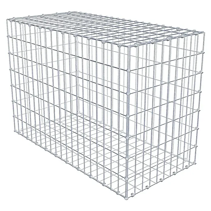 Gabiona Gabione - 100 x 50 x 70 cm, Maschenbreite: 5 cm, Maschenhöhe: 10 cm - Ein rechteckiger Gabionenkorb aus verzinktem Drahtgeflecht, ideal zur Befüllung mit Steinen oder anderen Materialien als Sichtschutz.