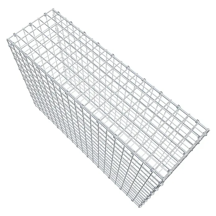 Gabiona Gabione - 100 x 30 x 70 cm, Maschenbreite: 5 cm, Maschenhöhe: 5 cm - Draufsicht eines Gabionenkäfigs aus verzinktem Drahtgeflecht, der zur Befüllung mit Steinen und zur Errichtung von Stützmauern oder als Dekoelement dient.