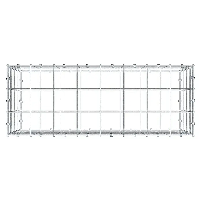 Gabiona Gabione - 80 x 30 x 40 cm, Maschenbreite: 10 cm, Maschenhöhe: 10 cm - Draufsicht auf einen rechteckigen Gabionenkorb aus Metalldraht, ideal für Gartenbau und Landschaftsgestaltung.