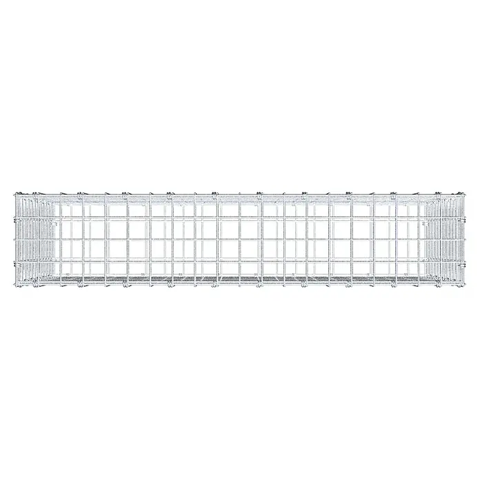 Gabiona Gabione - 100 x 20 x 60 cm, Maschenbreite: 5 cm, Maschenhöhe: 5 cm - Nahaufnahme eines Gabionenkorbs mit rechteckigen Maschen und Befestigungsclips, ideal für den Garten- und Landschaftsbau.