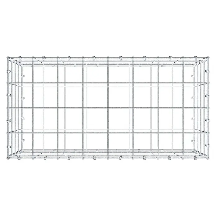 Gabiona Gabione - 80 x 40 x 40 cm, Maschenbreite: 10 cm, Maschenhöhe: 10 cm - Draufsicht auf einen Gabionenkorb aus verzinktem Stahldraht, der Stabilität und Haltbarkeit für verschiedene Bauprojekte bietet.