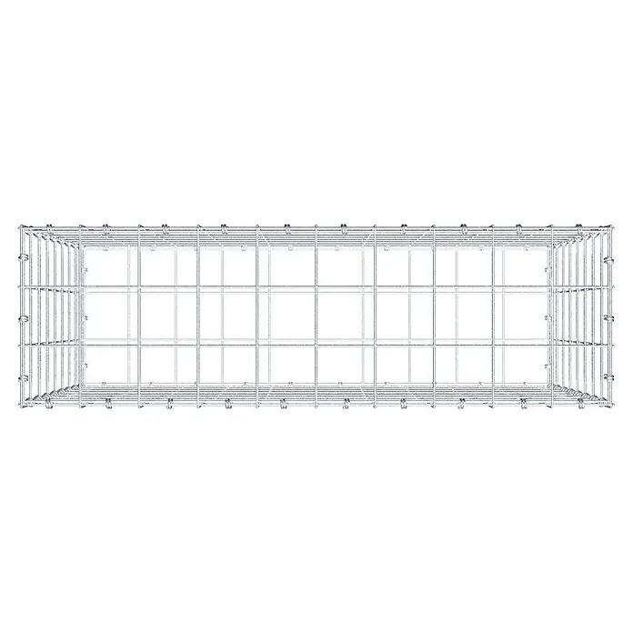 Gabiona Gabione - 100 x 30 x 80 cm, Maschenbreite: 10 cm, Maschenhöhe: 10 cm - Draufsicht eines rechteckigen Gabionenkorbs aus Metalldraht. Ideal für den Garten- und Landschaftsbau zur Gestaltung und Befestigung von Hängen und Böschungen.
