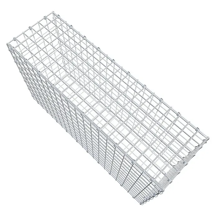 Gabiona Gabione - 100 x 30 x 60 cm, Maschenbreite: 5 cm, Maschenhöhe: 5 cm - Draufsicht eines Gabionenkorbs aus verzinktem Stahl. Das Drahtgitter ist rechteckig und stabil. Geeignet für den Garten.