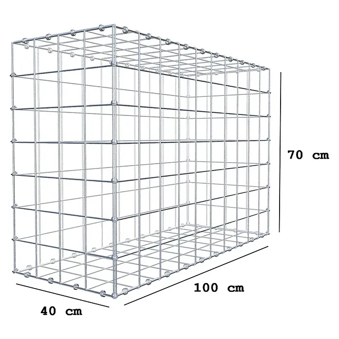 Gabiona Gabione - 100 x 40 x 70 cm, Maschenbreite: 10 cm, Maschenhöhe: 10 cm - Drahtgitterkorb mit den Maßen 100 cm x 40 cm x 70 cm, ideal für den Gartenbau und zur dekorativen Gestaltung von Außenbereichen.