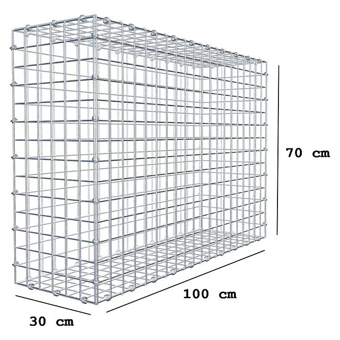 Gabiona Gabione - 100 x 30 x 70 cm, Maschenbreite: 5 cm, Maschenhöhe: 5 cm - Produktbild eines Gabionenkörpers aus Drahtgeflecht mit den Maßen 100x30x70 cm, ideal für Garten- und Landschaftsbau.