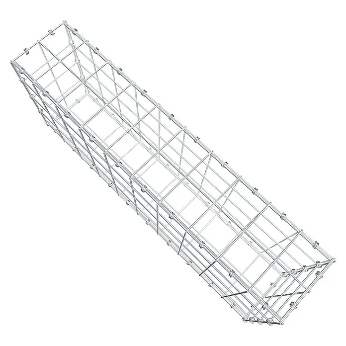 Gabiona Gabione - 100 x 20 x 40 cm, Maschenbreite: 10 cm, Maschenhöhe: 10 cm - Perspektivische Ansicht eines Gabionenkorbs aus Drahtgitter, der sich ideal zur Gestaltung von Gärten und Außenbereichen eignet.