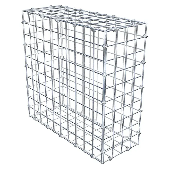 Gabiona Gabione - 50 x 20 x 50 cm, Maschenbreite: 5 cm, Maschenhöhe: 5 cm - Ansicht eines leeren Gabionenkorbs aus Drahtgitter, zur Befüllung mit Steinen als dekoratives Element.