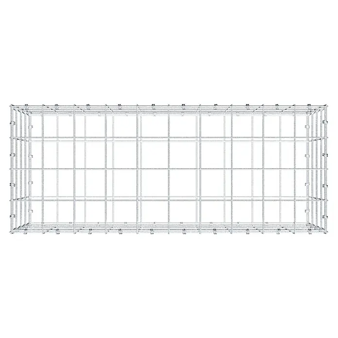 Gabiona Gabione - 100 x 40 x 40 cm, Maschenbreite: 10 cm, Maschenhöhe: 10 cm - Ansicht eines rechteckigen Gabionenkorbs aus verzinktem Drahtgeflecht, bereit zur Befüllung mit Steinen oder anderen Materialien für dekorative Zwecke.