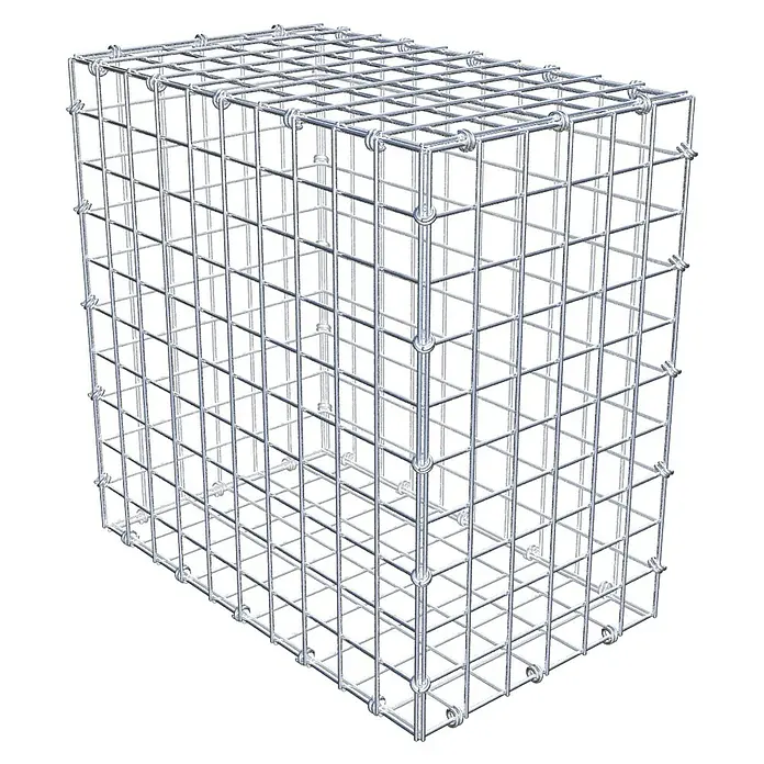 Gabiona Gabione - 50 x 30 x 50 cm, Maschenbreite: 5 cm, Maschenhöhe: 5 cm - Draufsicht auf einen rechteckigen Gabionenkorb aus verzinktem Stahl. Ideal für den Einsatz im Garten- und Landschaftsbau, Steinkorbbefüllung.