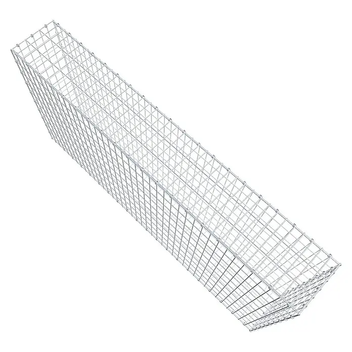 Gabiona Gabione - 200 x 30 x 100 cm, Maschenbreite: 5 cm, Maschenhöhe: 10 cm - Ansicht eines Gabionenkorbs aus Metalldrahtgeflecht. Der Gabionenkorb hat eine längliche Form und ist leer.