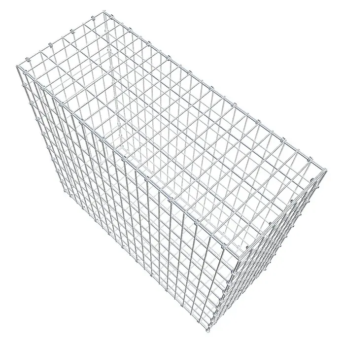 Gabiona Gabione - 100 x 40 x 90 cm, Maschenbreite: 5 cm, Maschenhöhe: 10 cm - Nahaufnahme eines Gabionenkorbs aus verzinktem Drahtgeflecht. Ein rechteckiger Gabionenkorb für den Garten- und Landschaftsbau.